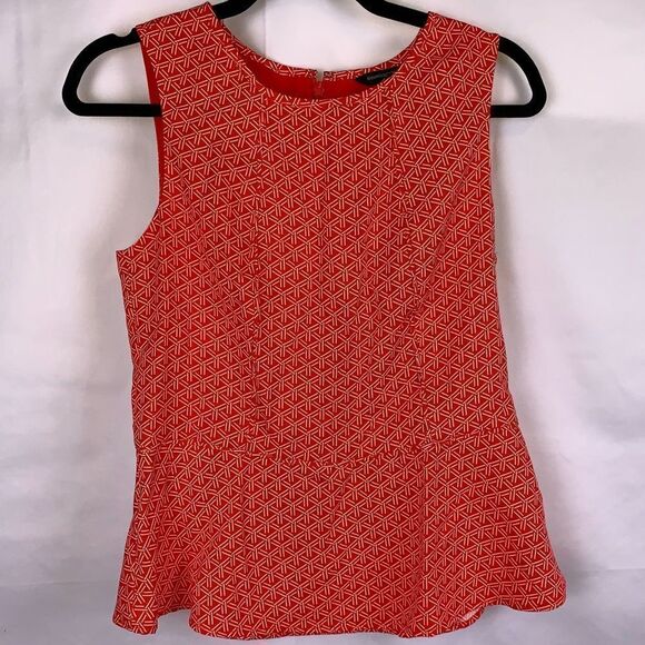 Banana Republic Factory Tops - Banana Republic Peplum Waist Orange and White Sleeveless Top